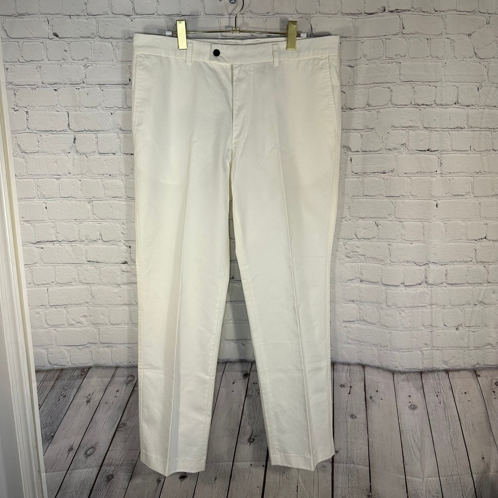 Charles Tyrwhitt Mens Slim Fit White Cotton Chinos Pants 36W LU TRC0082WHT